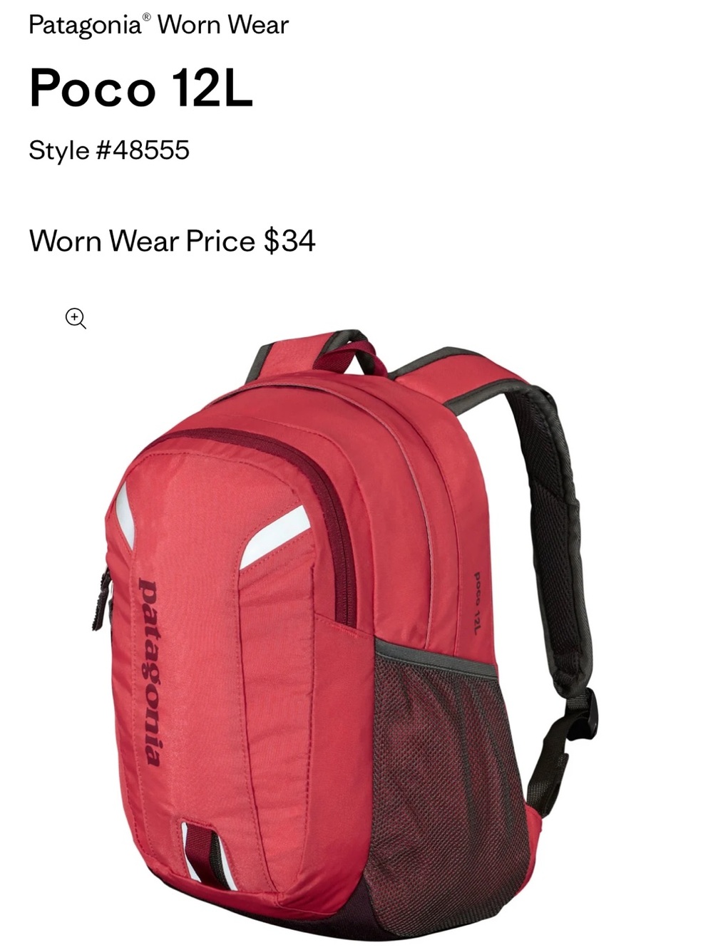 Patagonia Poco 12L Backpack in Red with Black Accents